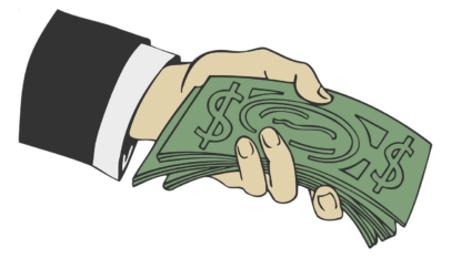 Hand holding png money sticker